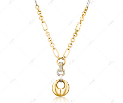 Luxusní zlatý náhrdelník Bicolor ze žlutého a bílého zlata osázený diamanty briliantového brusu