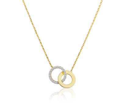 Zlatý náhrdelník Joint ze žlutého zlata je osázený diamanty s briliantovým brusem. Symbolizuje propojení, lásku a partnerství