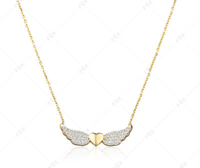 Luxusní zlatý náhrdelník Angel ze žlutého zlata osázený diamanty briliantového brusu